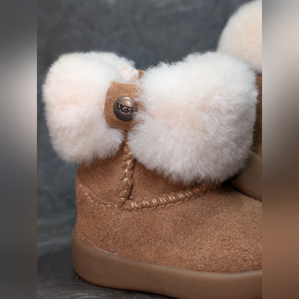 UGG Infant Size 0/1 XS Ramona Brown Suede Boots Size 0/1 XS Faux Fur Lining - Picture 12 of 12